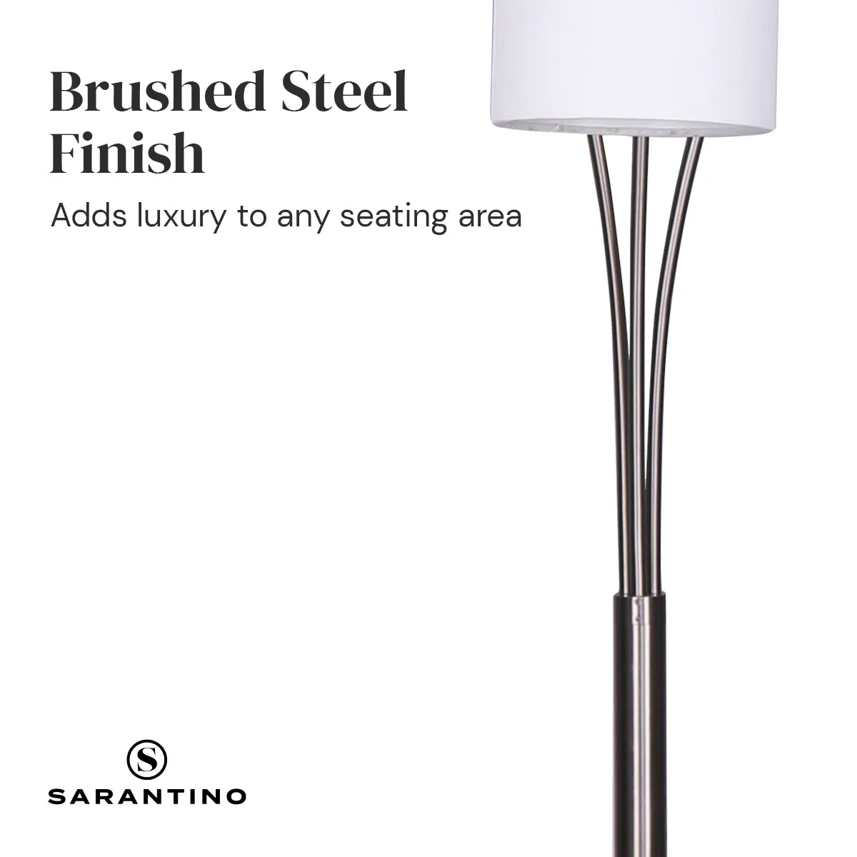 3-Light Metal Arc Floor Lamp | Nickel & Marble Finish, Modern Lighting