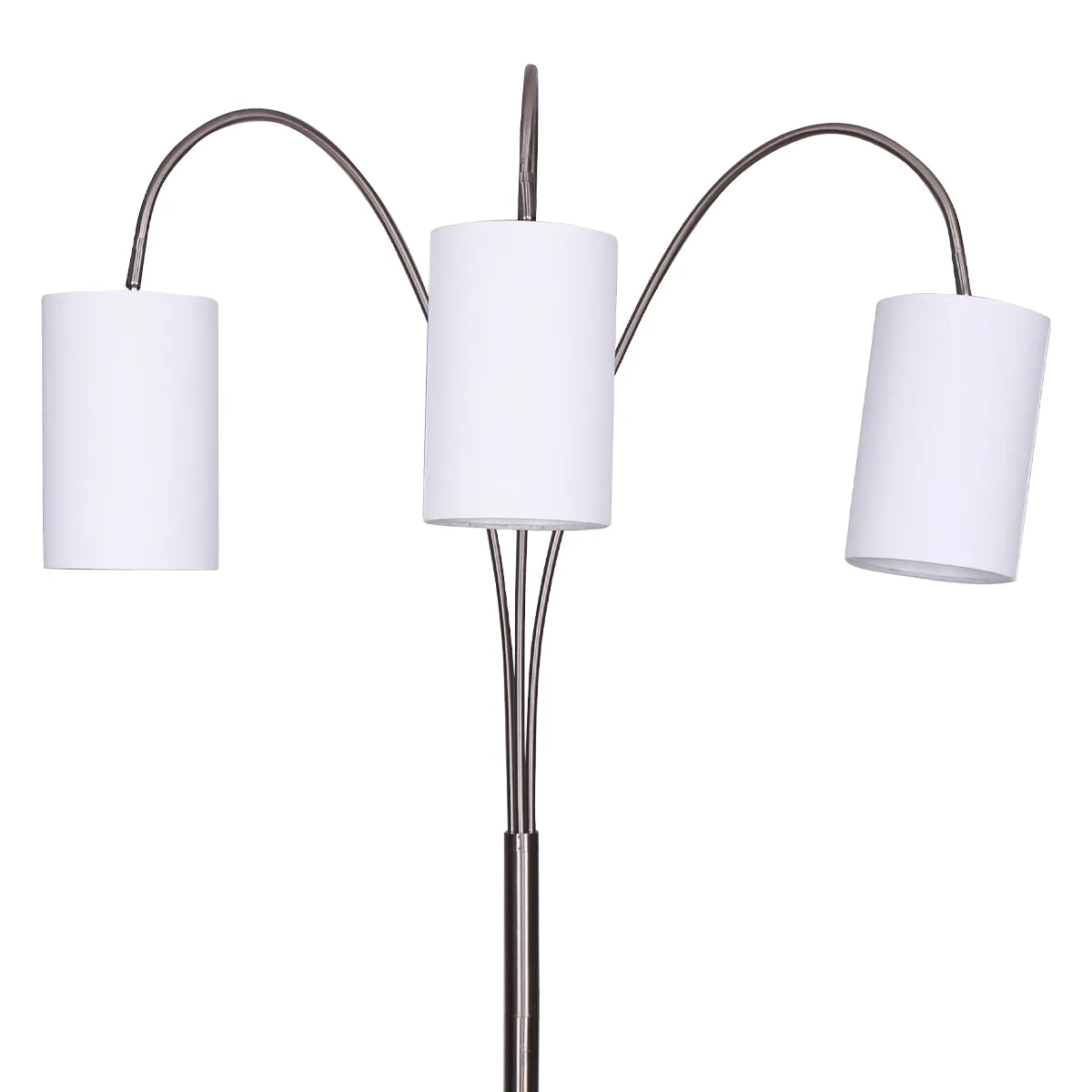 3-Light Metal Arc Floor Lamp | Nickel & Marble Finish, Modern Lighting
