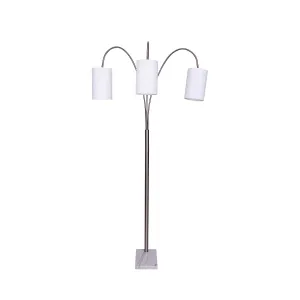 3-Light Metal Arc Floor Lamp | Nickel & Marble Finish, Modern Lighting
