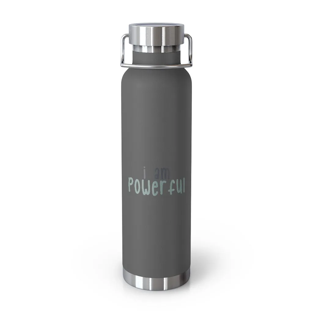 Affirmation Feminist pro choice Copper Vacuum insulated bottle 22oz -  I am powerful black with green