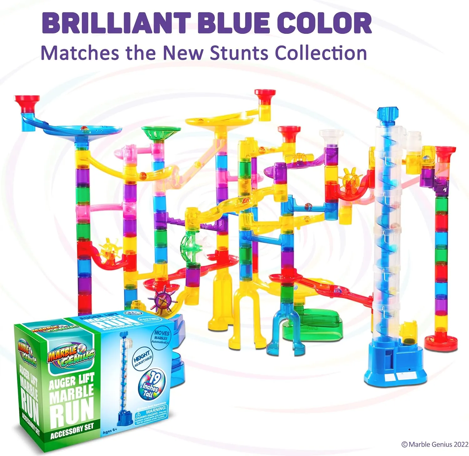 Auger Lift Expandable Marble Run Accessory Set - Blue