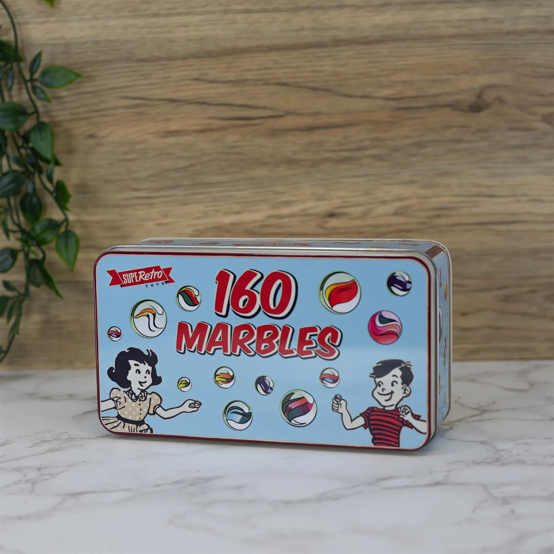Classic Glass Marbles In A Tin