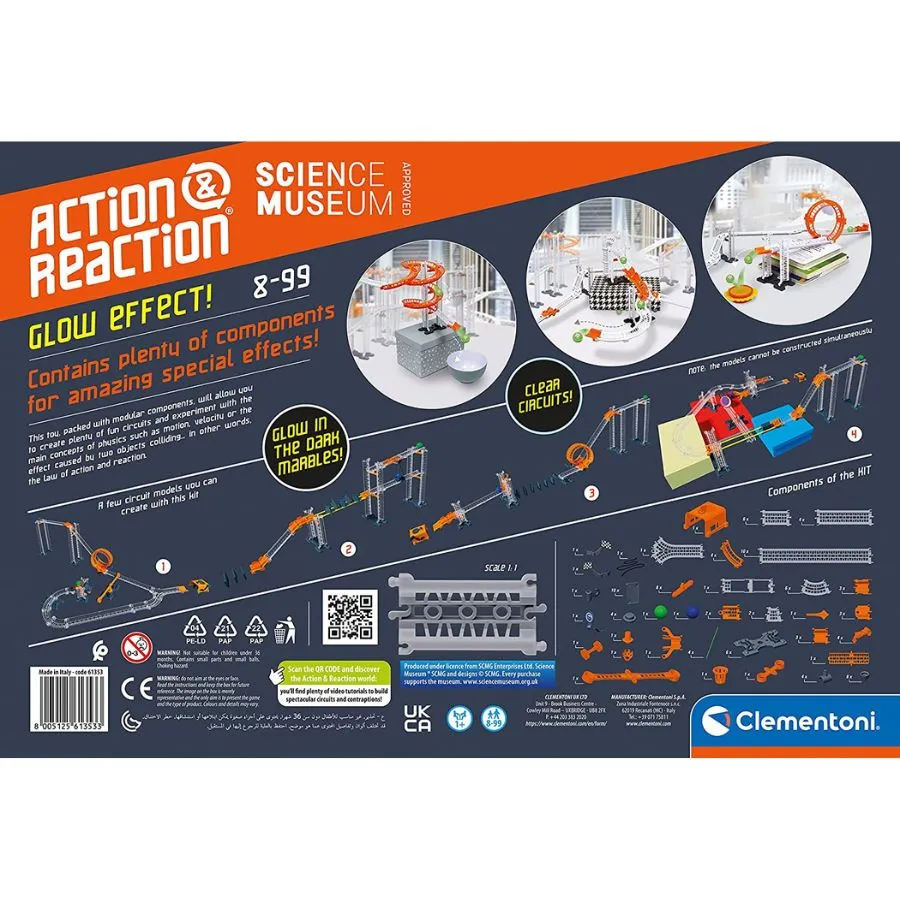 Clementoni - Action Reaction Glow Effect Marble Run