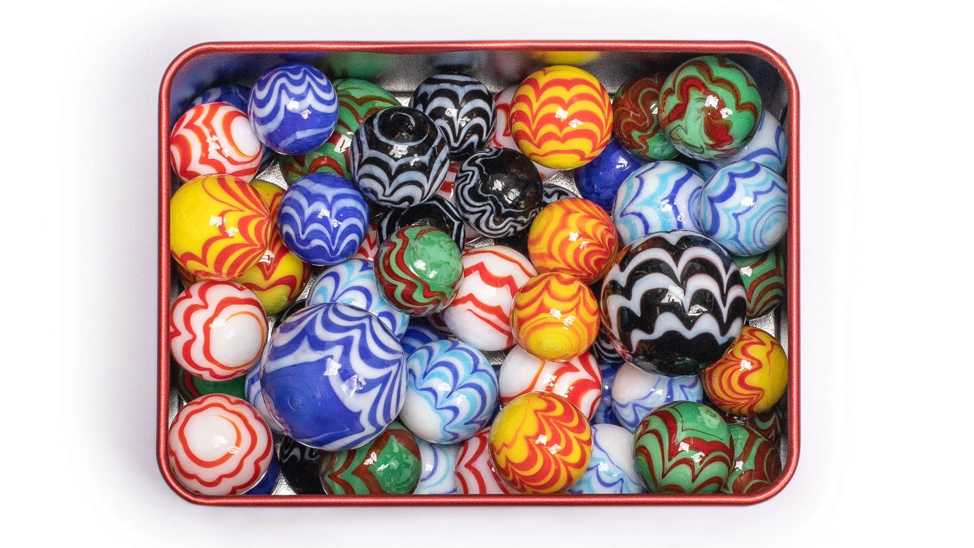 Collector's Series Assorted Marbles Set in Tin Box, "Lava Rocks"