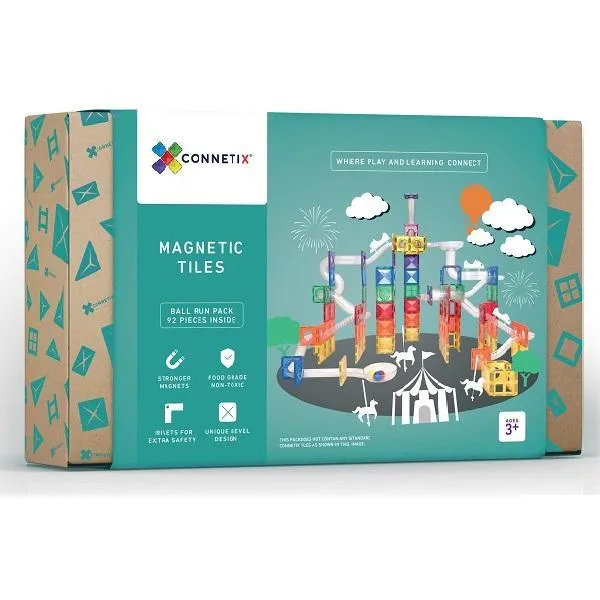 Connetix - Ball Run Pack - Rainbow - 92 Piece