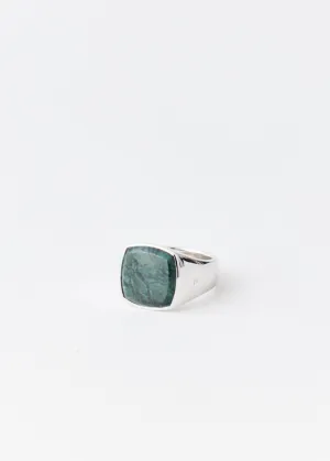 Cushion Green Marble Ring