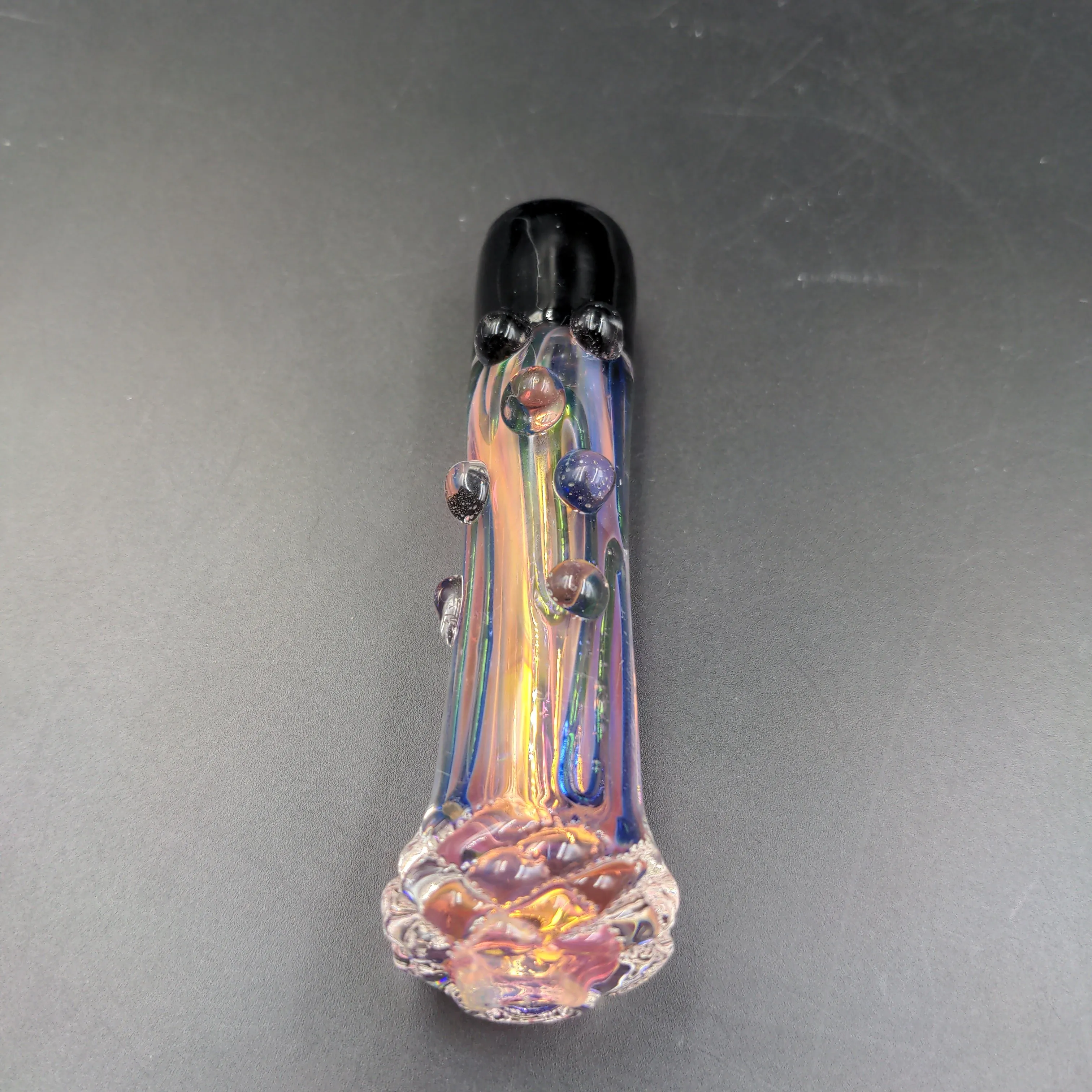 Diamond Etched Iridescent Royal Glass Taster | 3.5