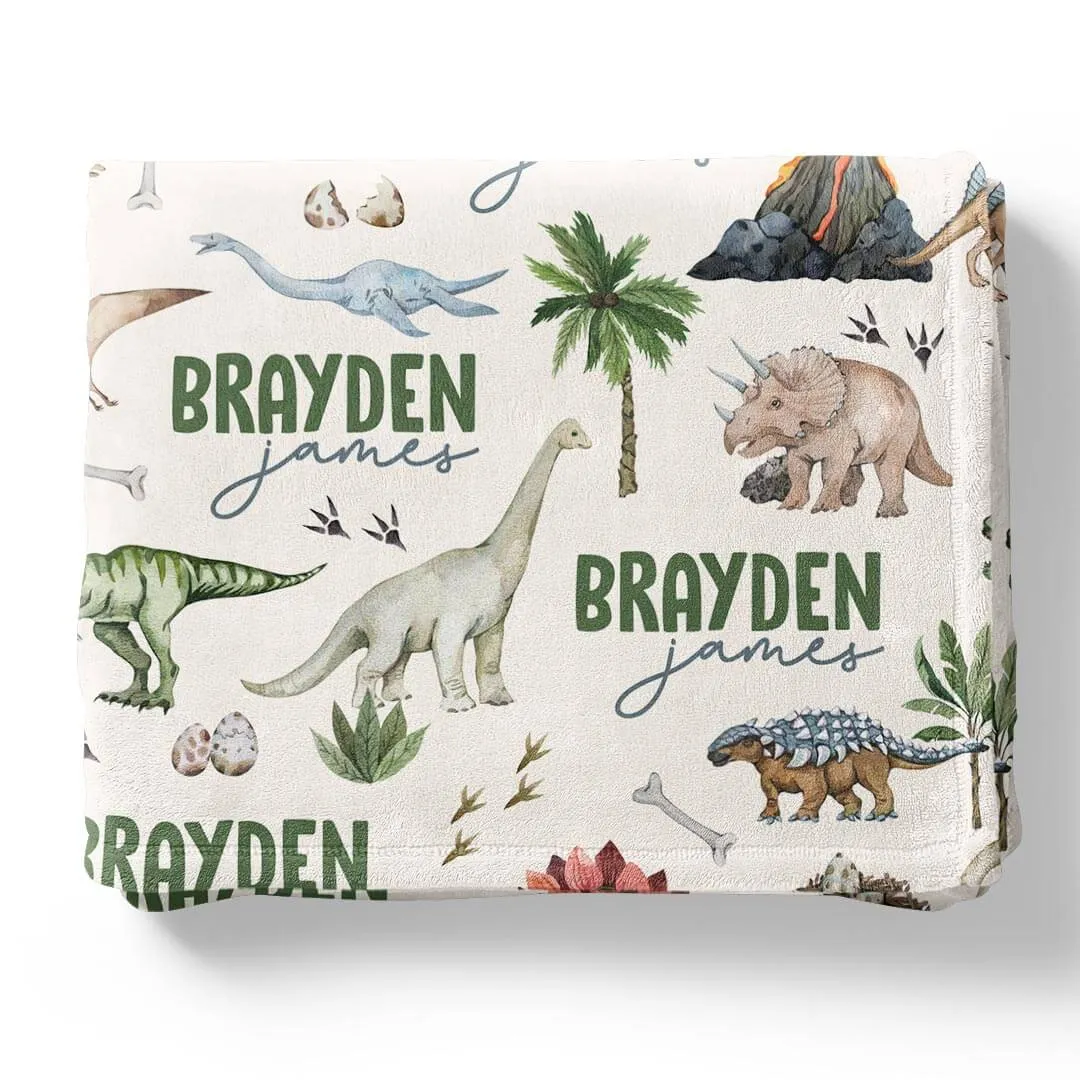 Dino Tracks Personalized Kids Blanket