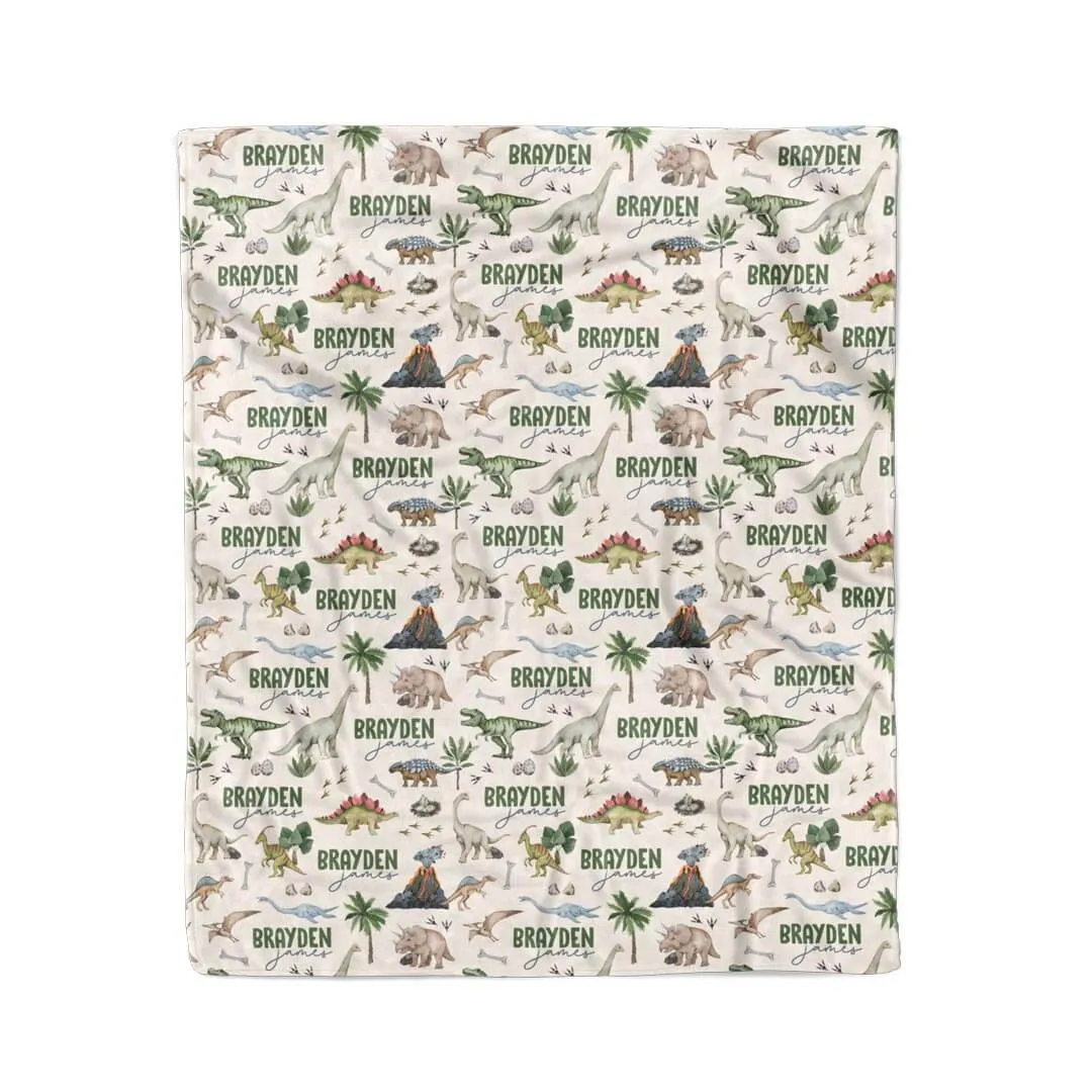 Dino Tracks Personalized Kids Blanket