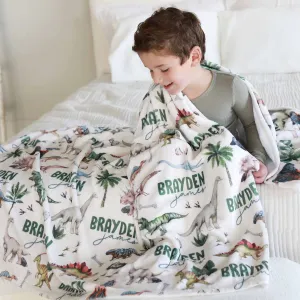 Dino Tracks Personalized Kids Blanket