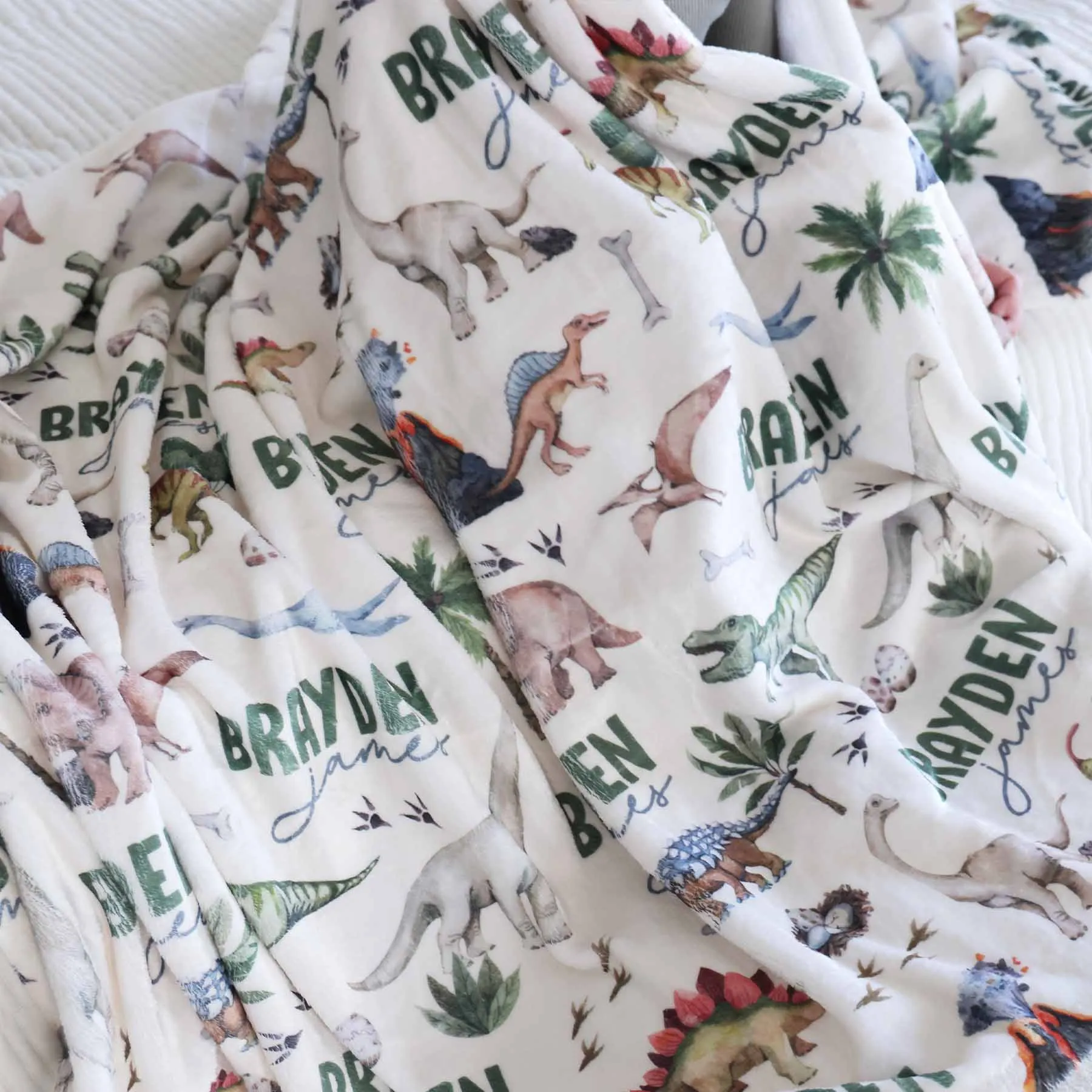 Dino Tracks Personalized Kids Blanket