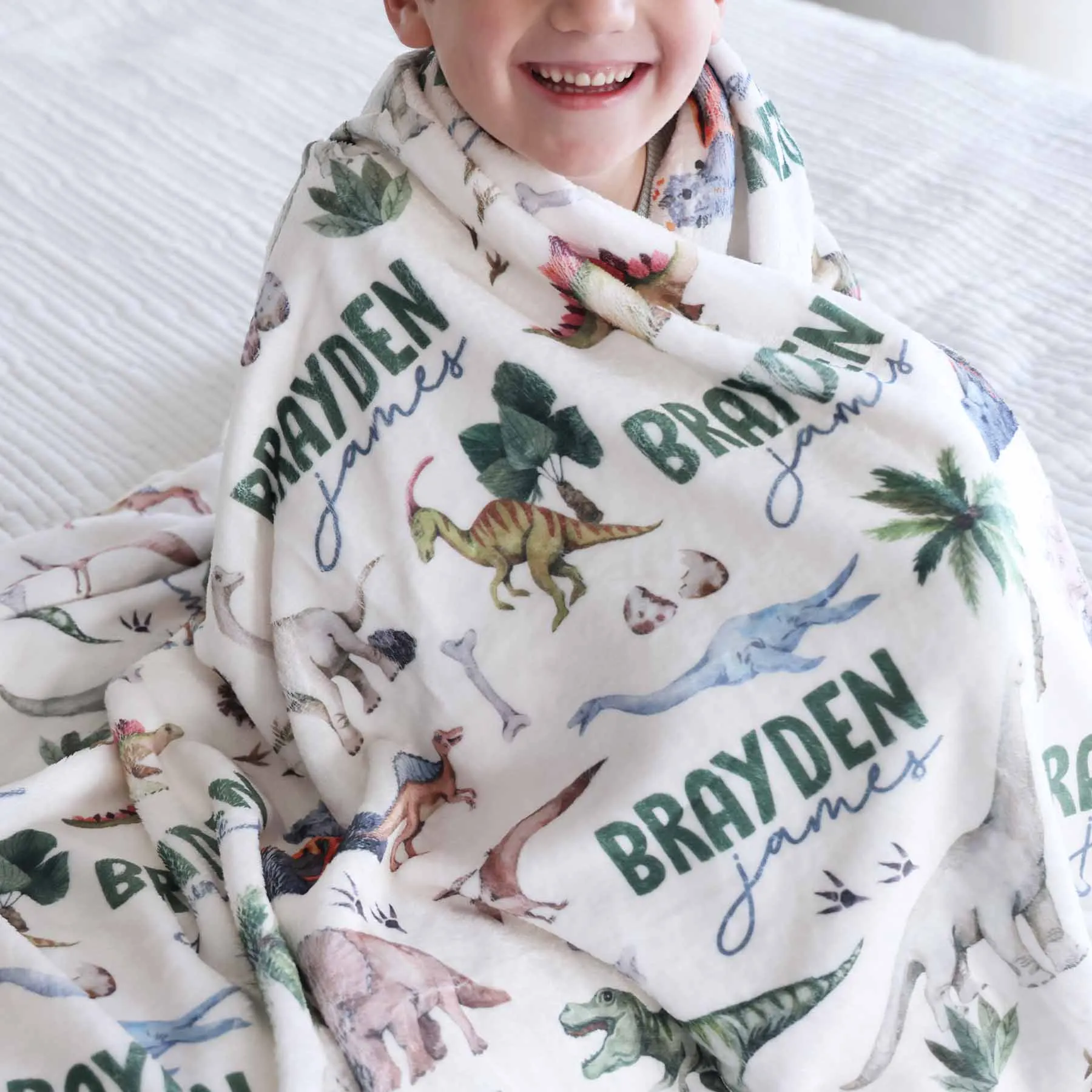 Dino Tracks Personalized Kids Blanket