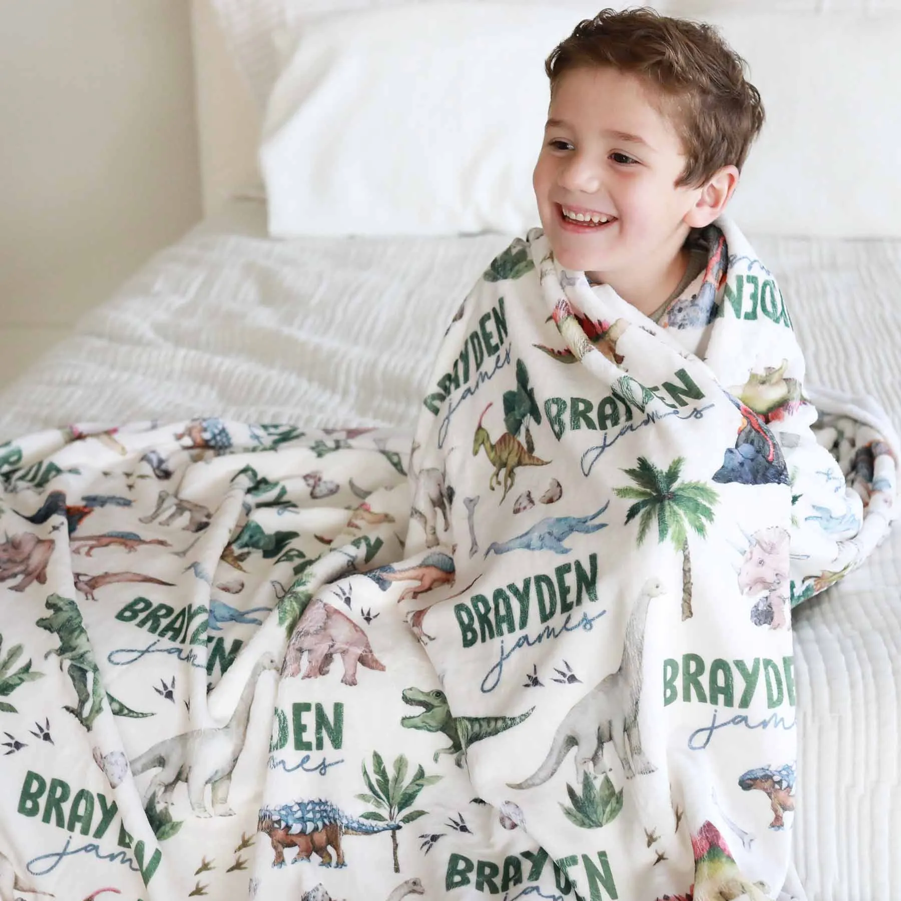 Dino Tracks Personalized Kids Blanket