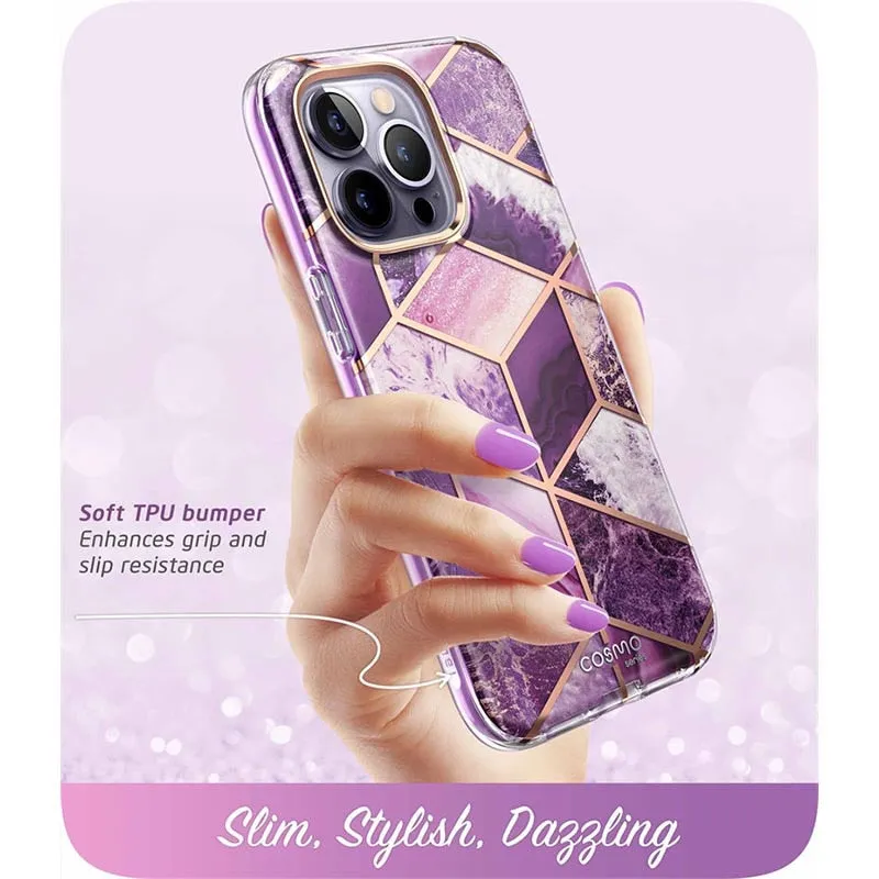 Full-Body Glitter Marble Bumper Case with Built-in Screen Protector Iphone