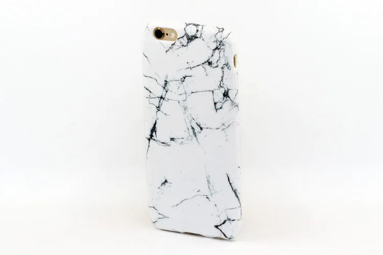 Glass Shield & Phone Case Set - White Cracked Marble