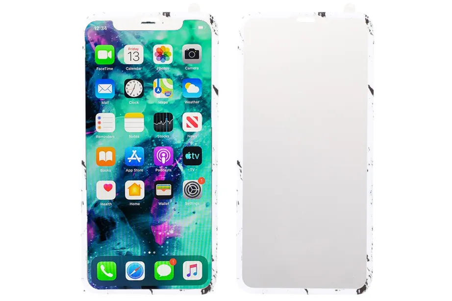 Glass Shield & Phone Case Set - White Cracked Marble