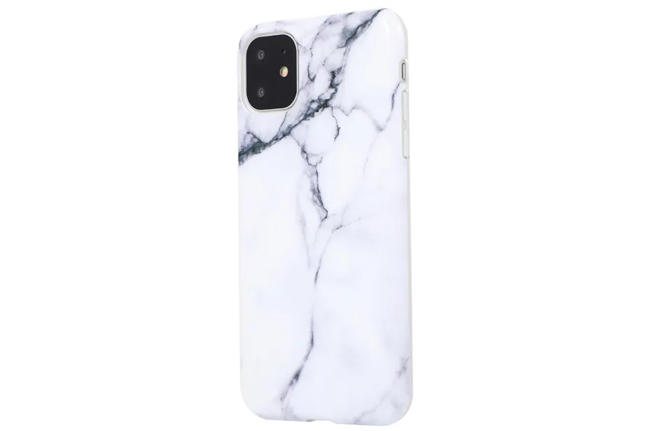 Glass Shield & Phone Case Set - White Cracked Marble