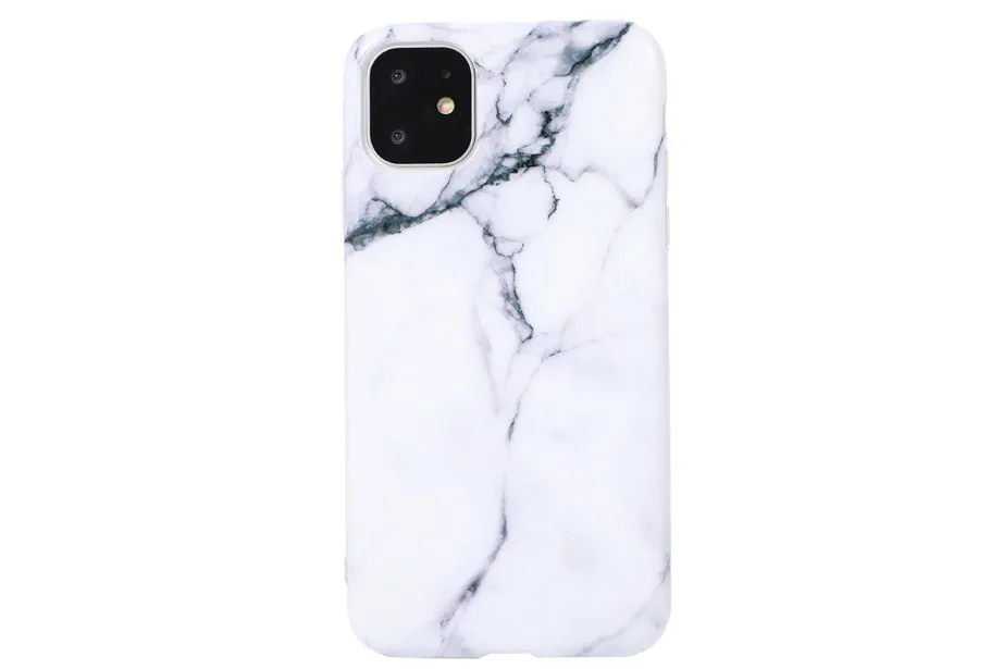 Glass Shield & Phone Case Set - White Cracked Marble