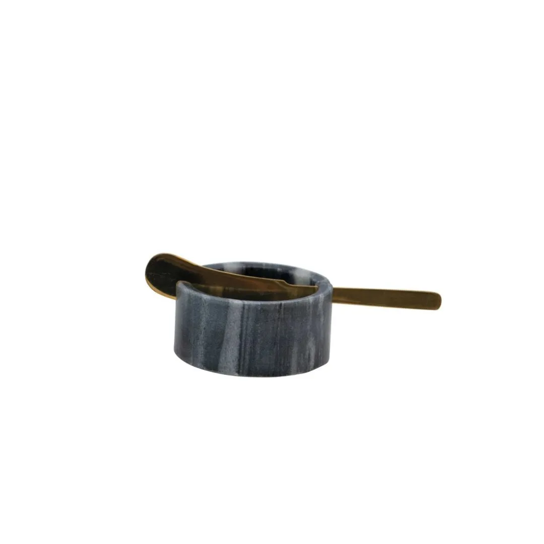 Marble Bowl with Metal Knife