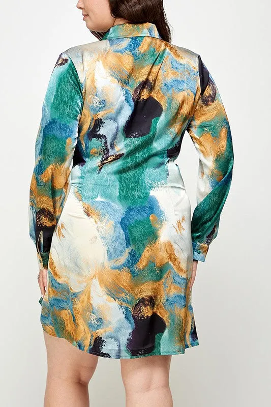 Marble Print Curvy Dress