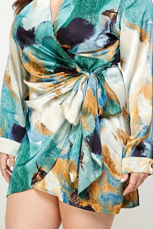 Marble Print Curvy Dress