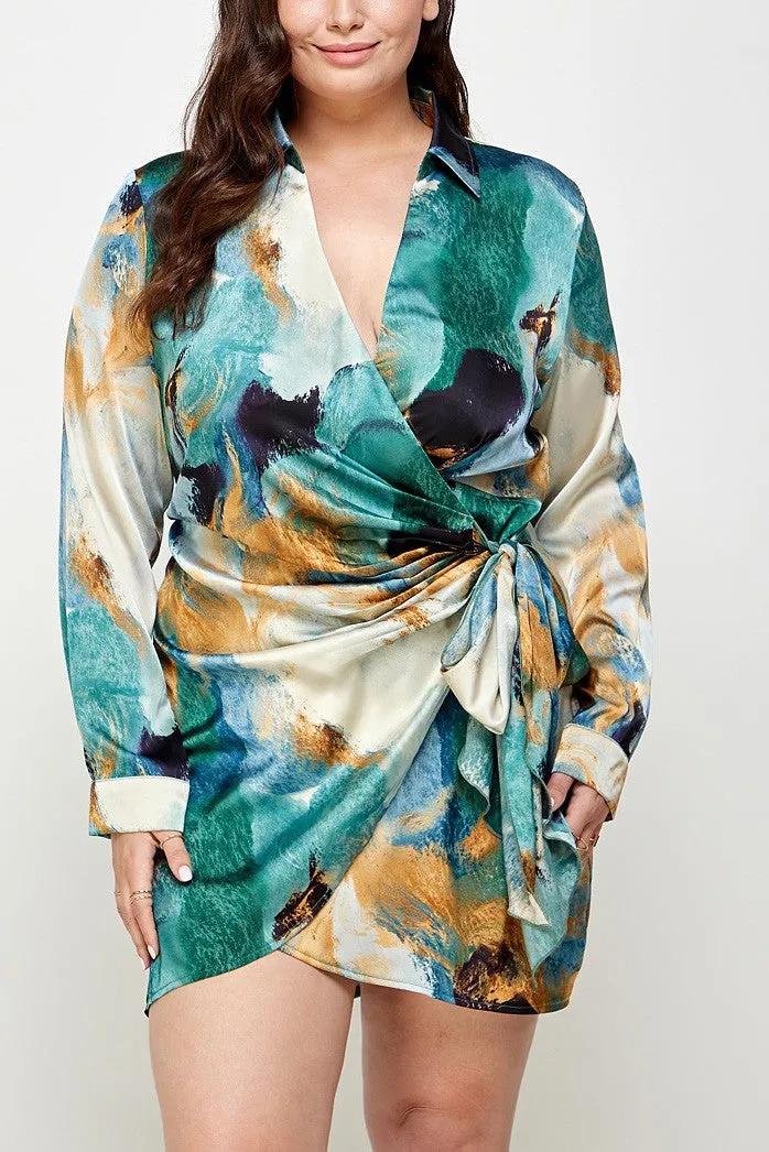Marble Print Curvy Dress