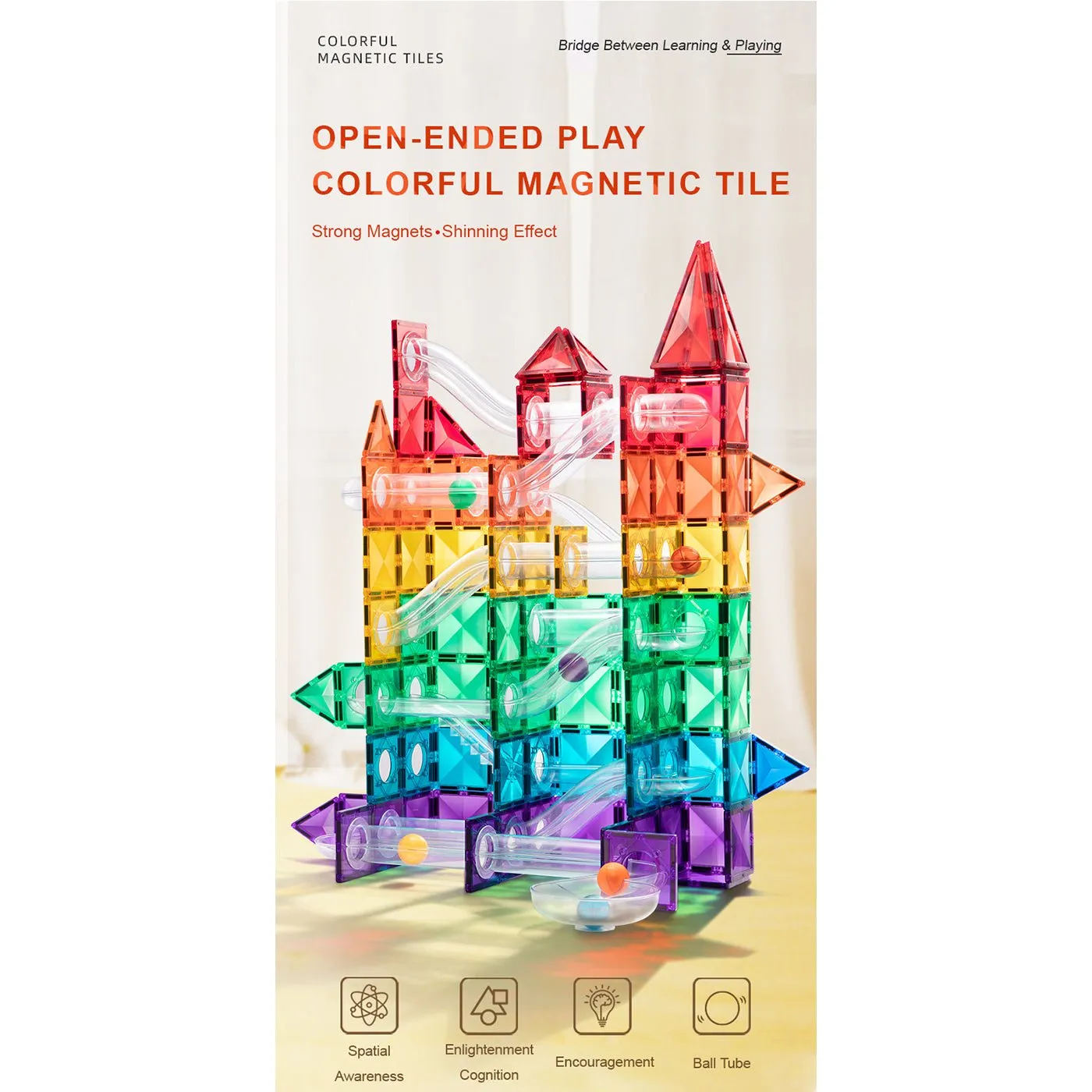 Marble Run 100pcs Colorful Magnetic Tiles