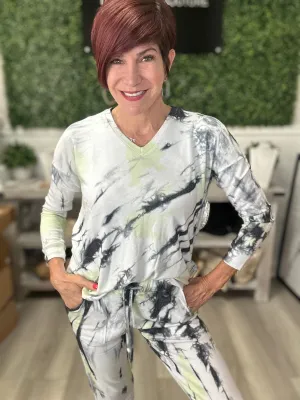 Marble Wash V Neck Top