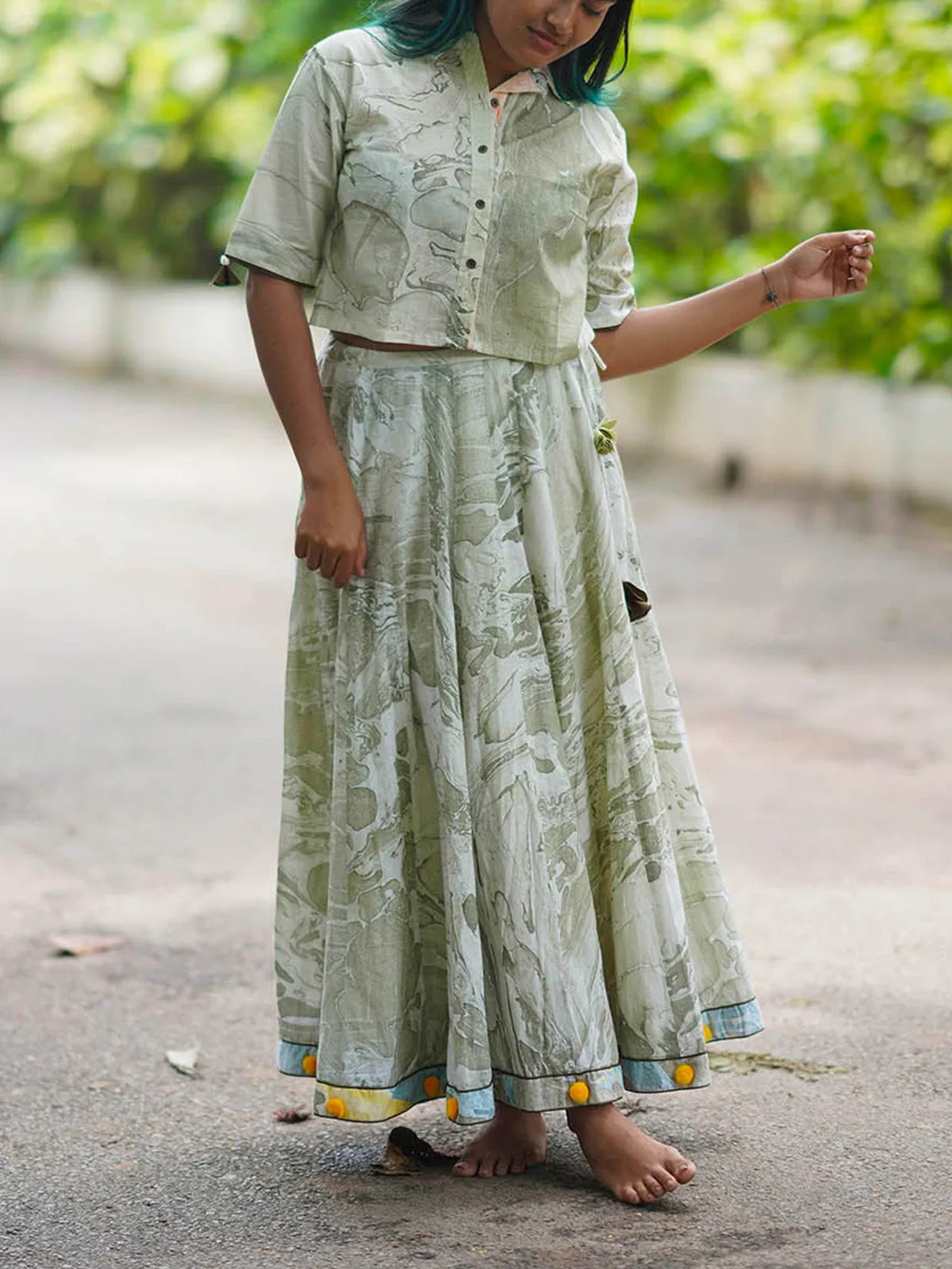 Maria Marble Crop Shirt
