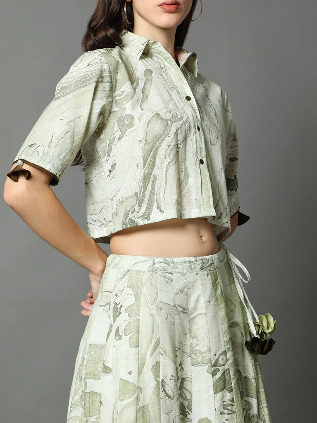 Maria Marble Crop Shirt