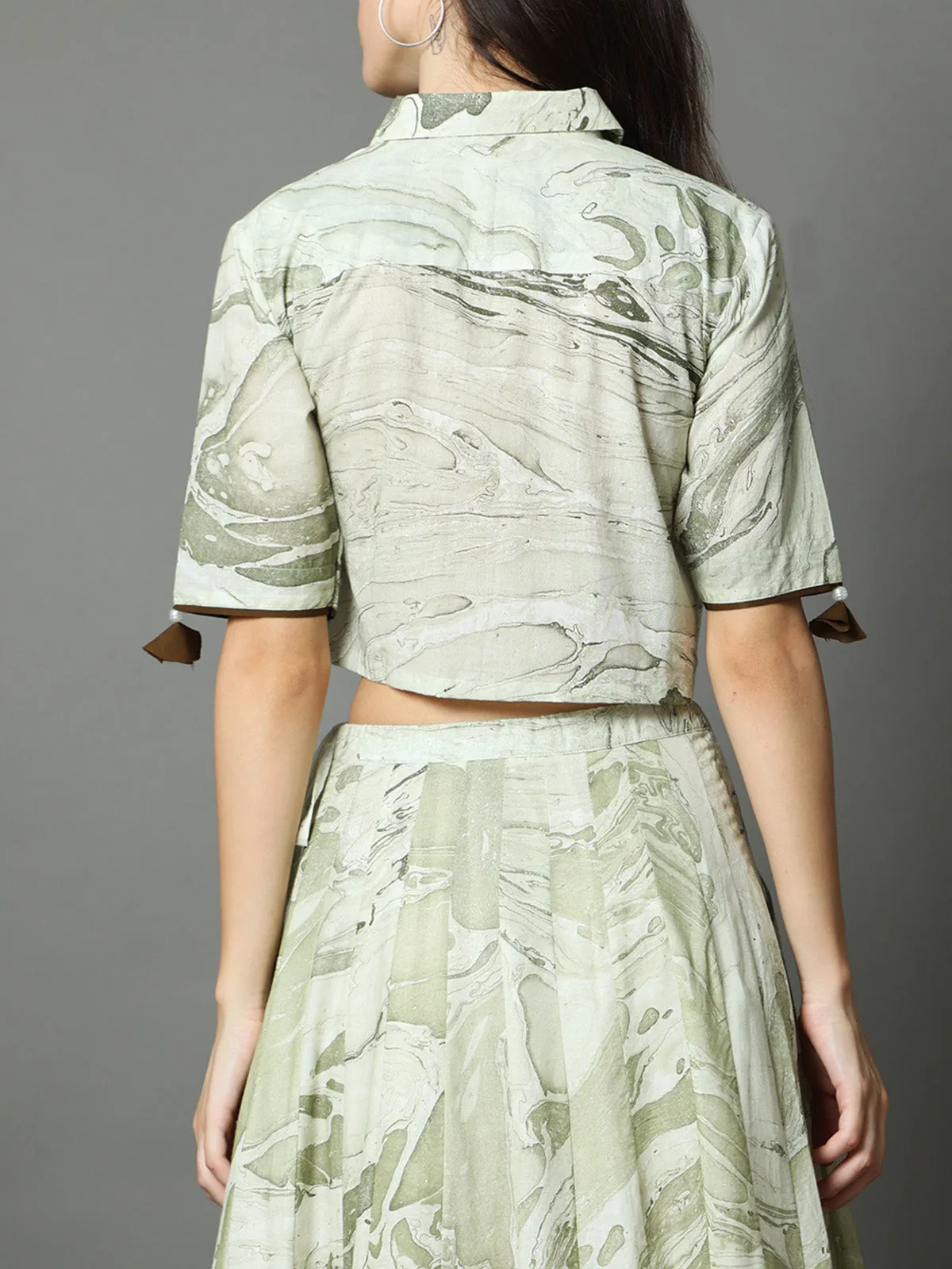 Maria Marble Crop Shirt
