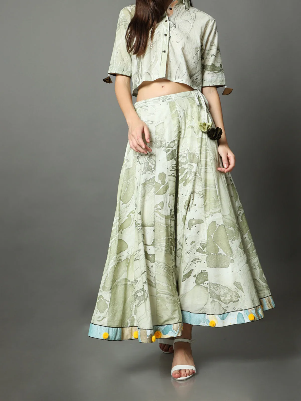 Maria Marble Crop Shirt