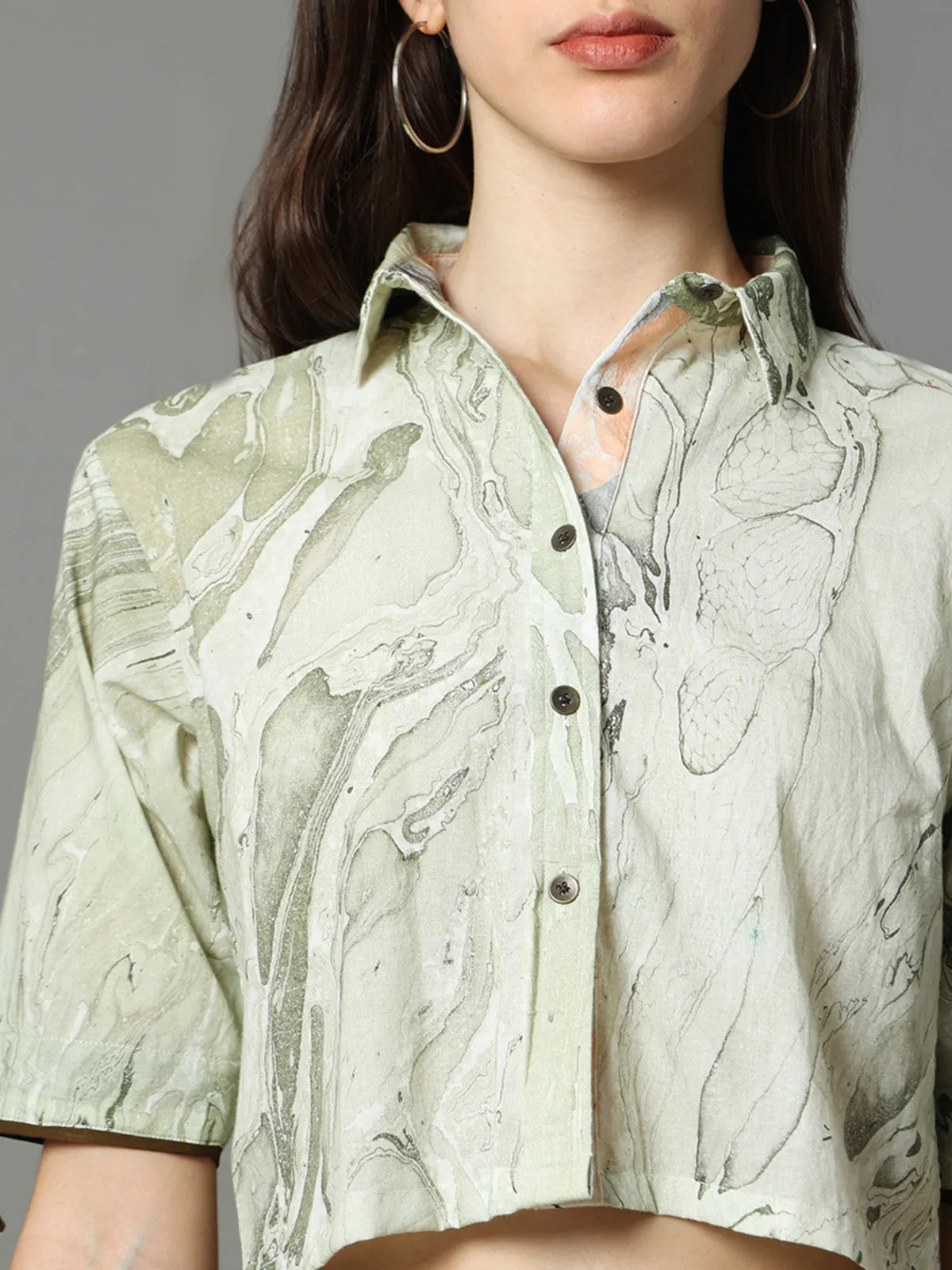 Maria Marble Crop Shirt