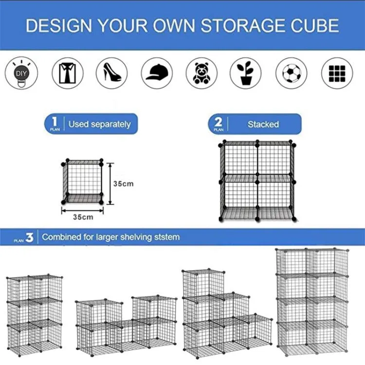 White Metal Grid Cube Organizer - Versatile Storage Solution