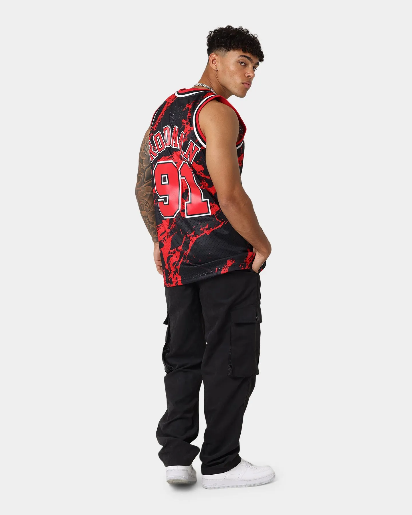Mitchell & Ness Chicago Bulls Dennis Rodman #91 '95-'96 Marble Swingman Jersey Red