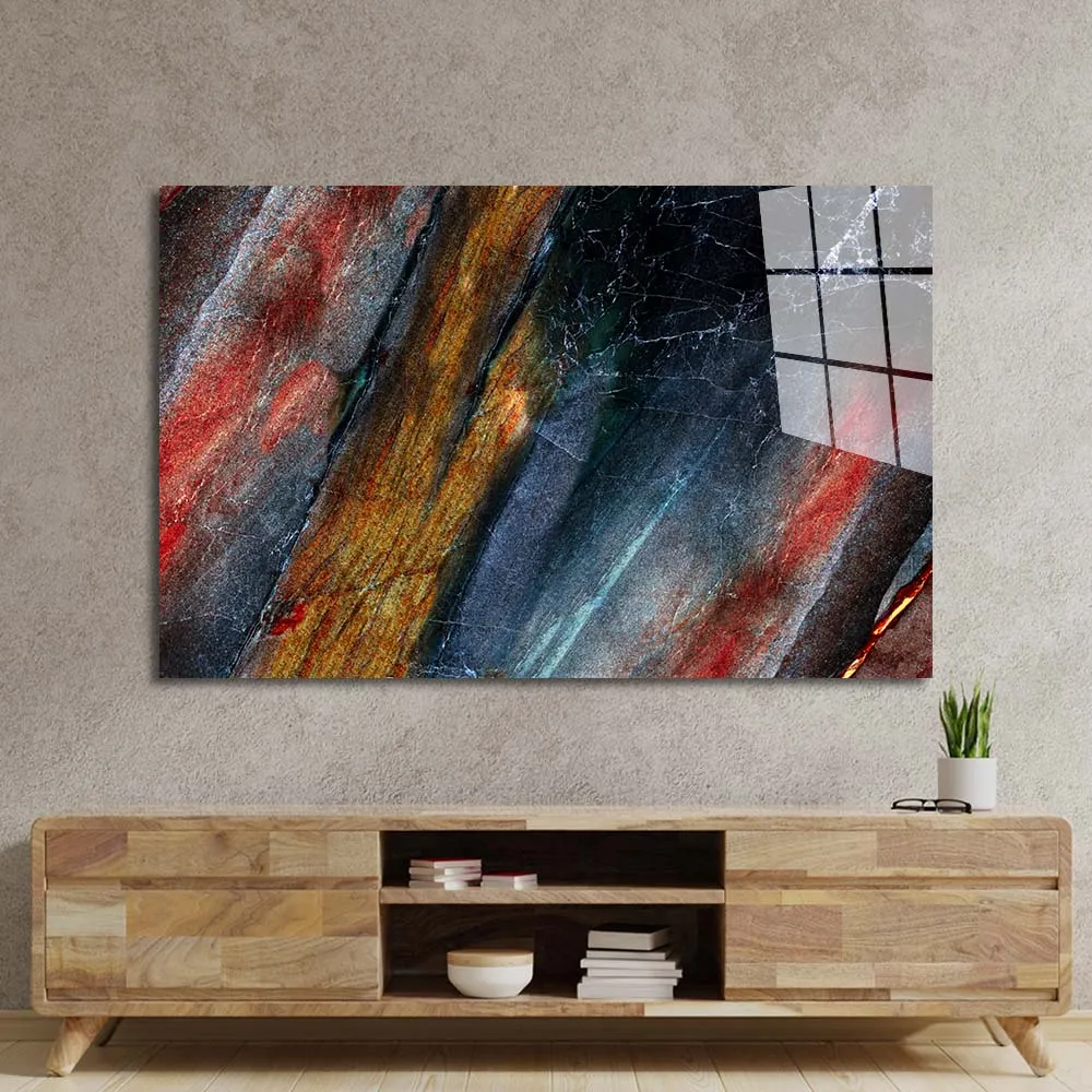 Natural Multi-Coloured Marble Glass Wall Art