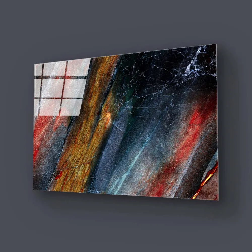 Natural Multi-Coloured Marble Glass Wall Art