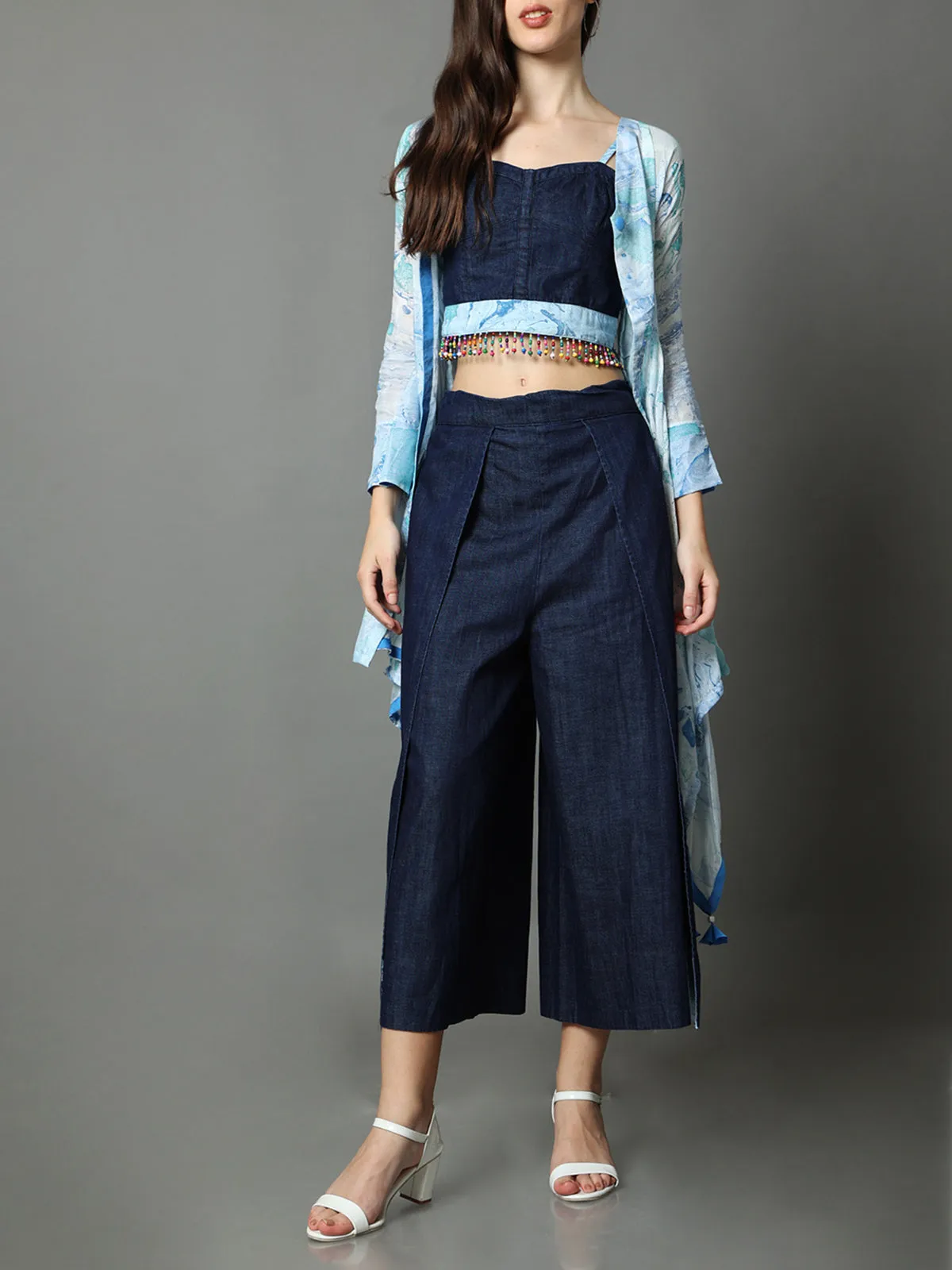 Oceane Marble Denim Wrap Pant
