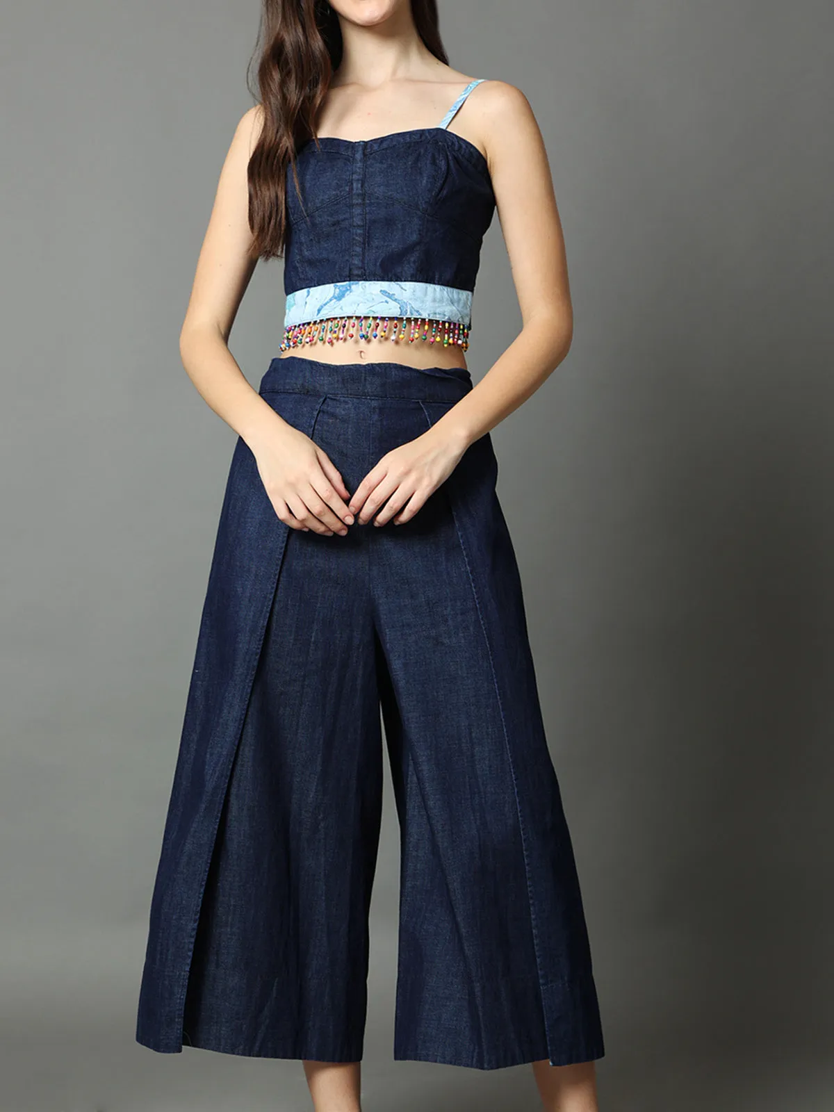 Oceane Marble Denim Wrap Pant