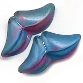 Opal Glass Wing Beads German. 15x22mm. Pkg of 1. b11-bl-0653