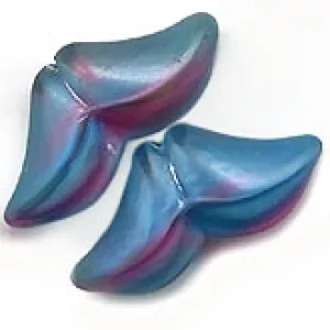 Opal Glass Wing Beads German. 15x22mm. Pkg of 1. b11-bl-0653