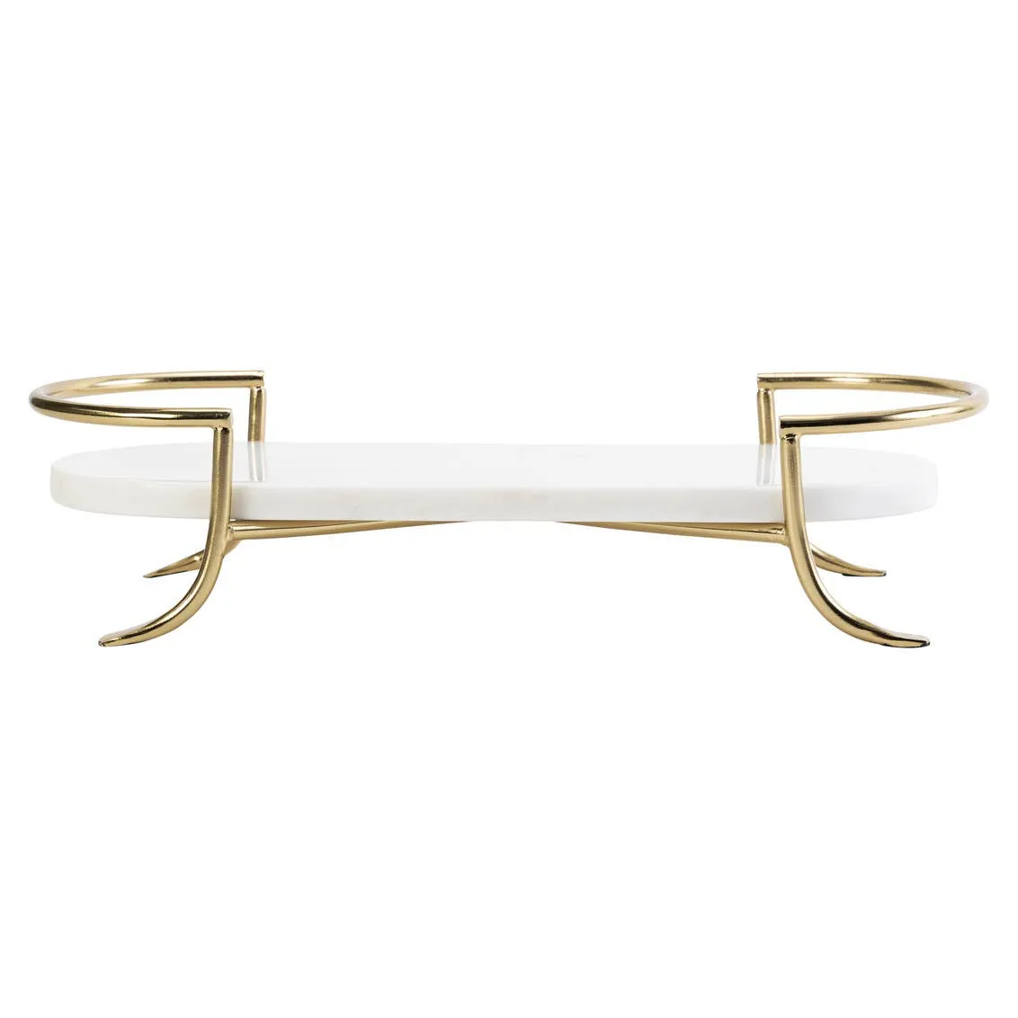 Oval Marble Tray with Gold Stand