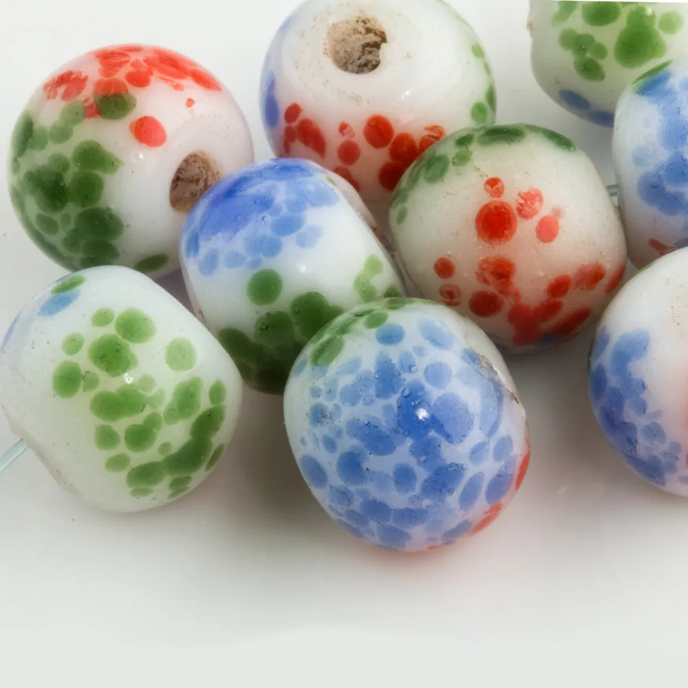 Peking glass crumb beads. 12mm round. Pkg of 5. b11-mi-0073(e)