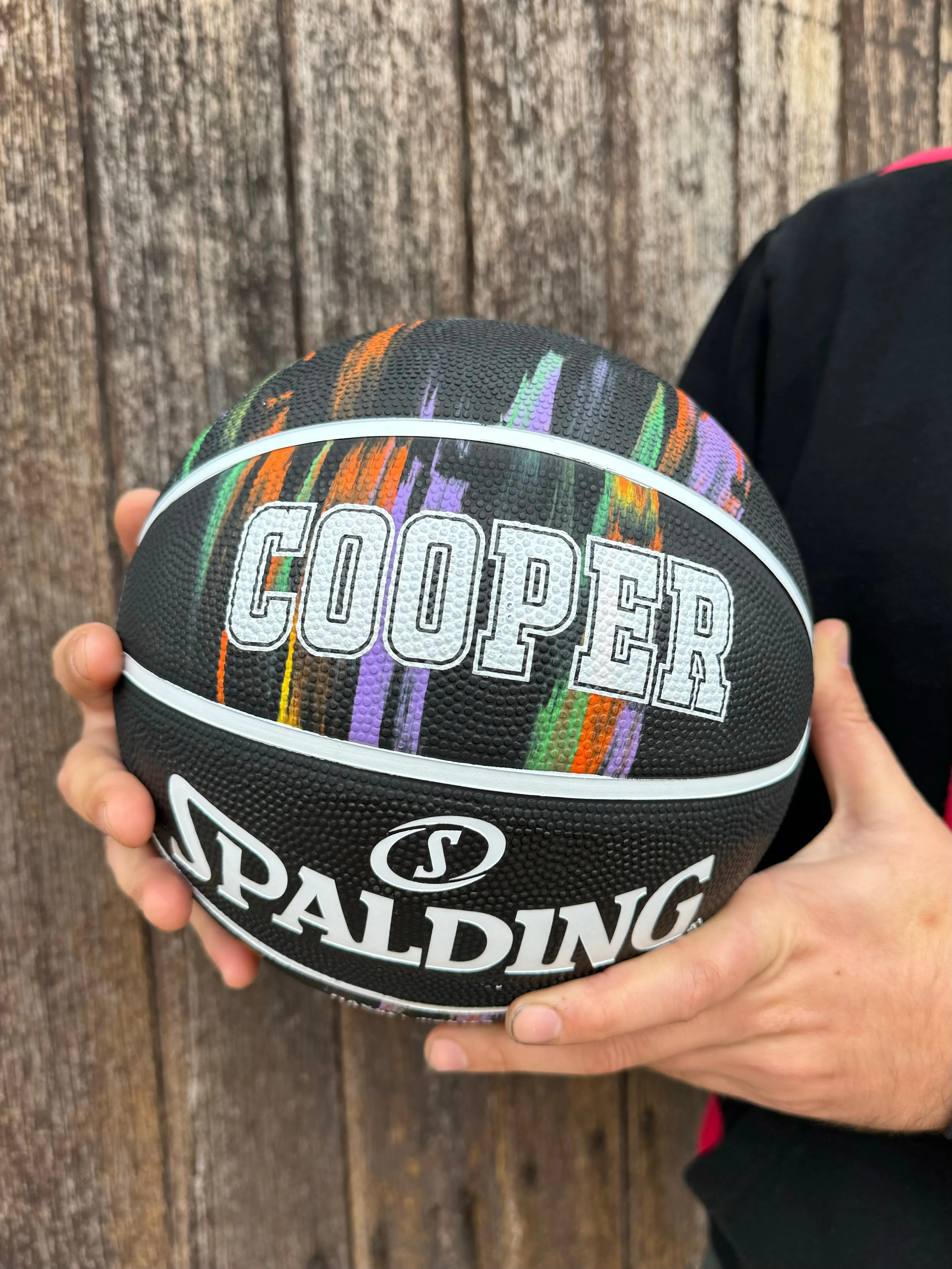 Personalised Spalding Black Marble Basketball (Size 5, 6, 7)