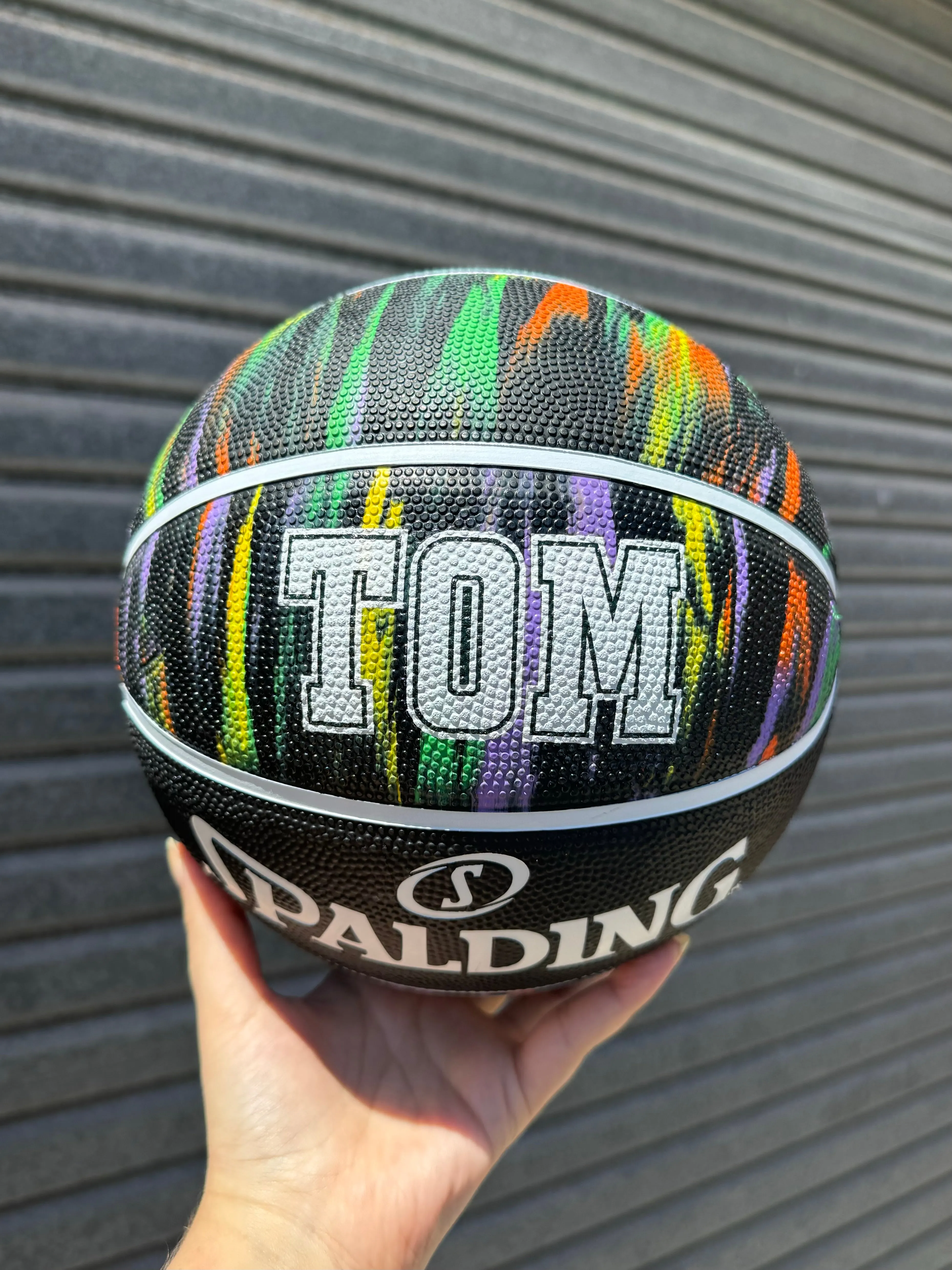 Personalised Spalding Black Marble Basketball (Size 5, 6, 7)