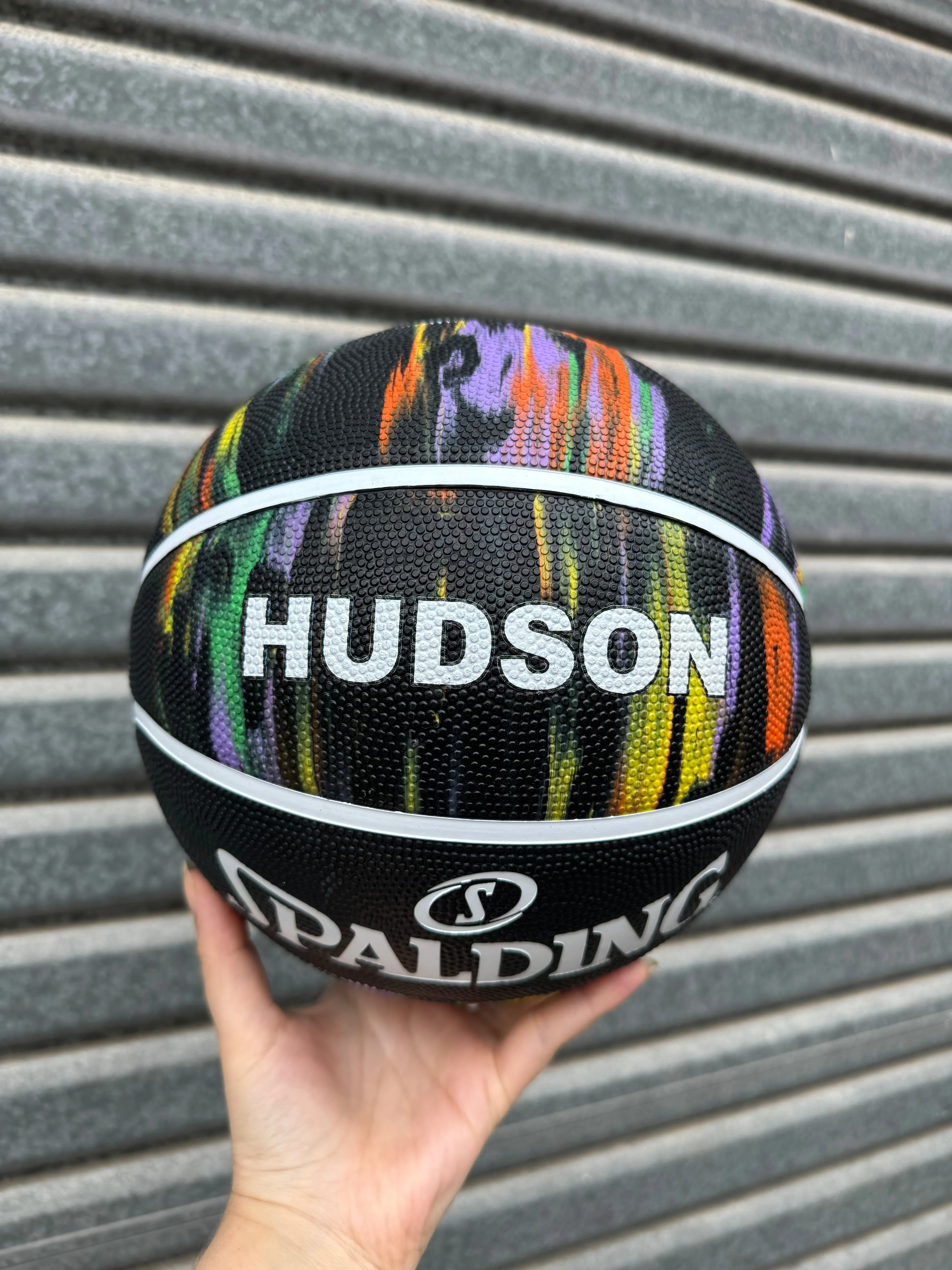 Personalised Spalding Black Marble Basketball (Size 5, 6, 7)