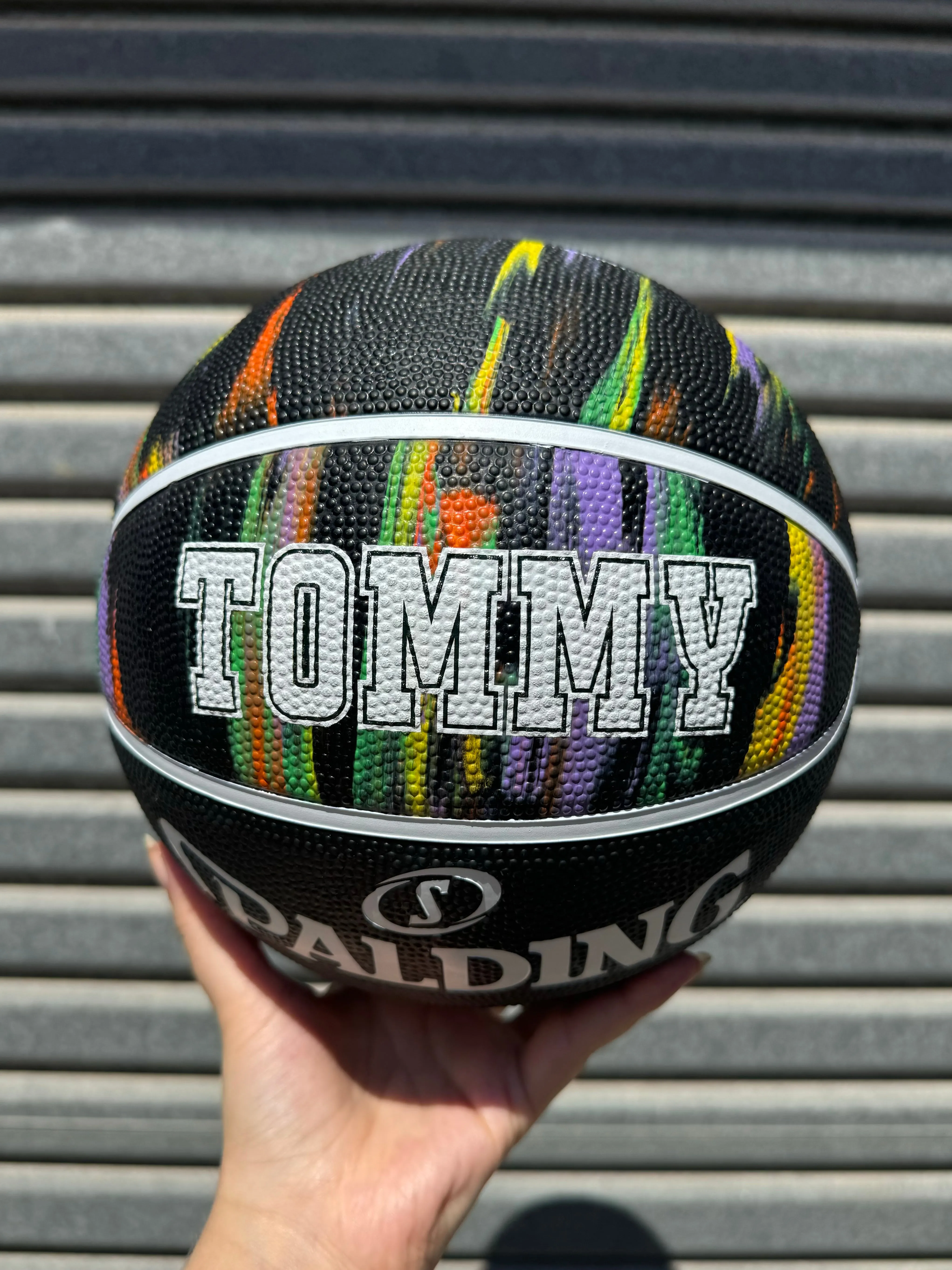 Personalised Spalding Black Marble Basketball (Size 5, 6, 7)