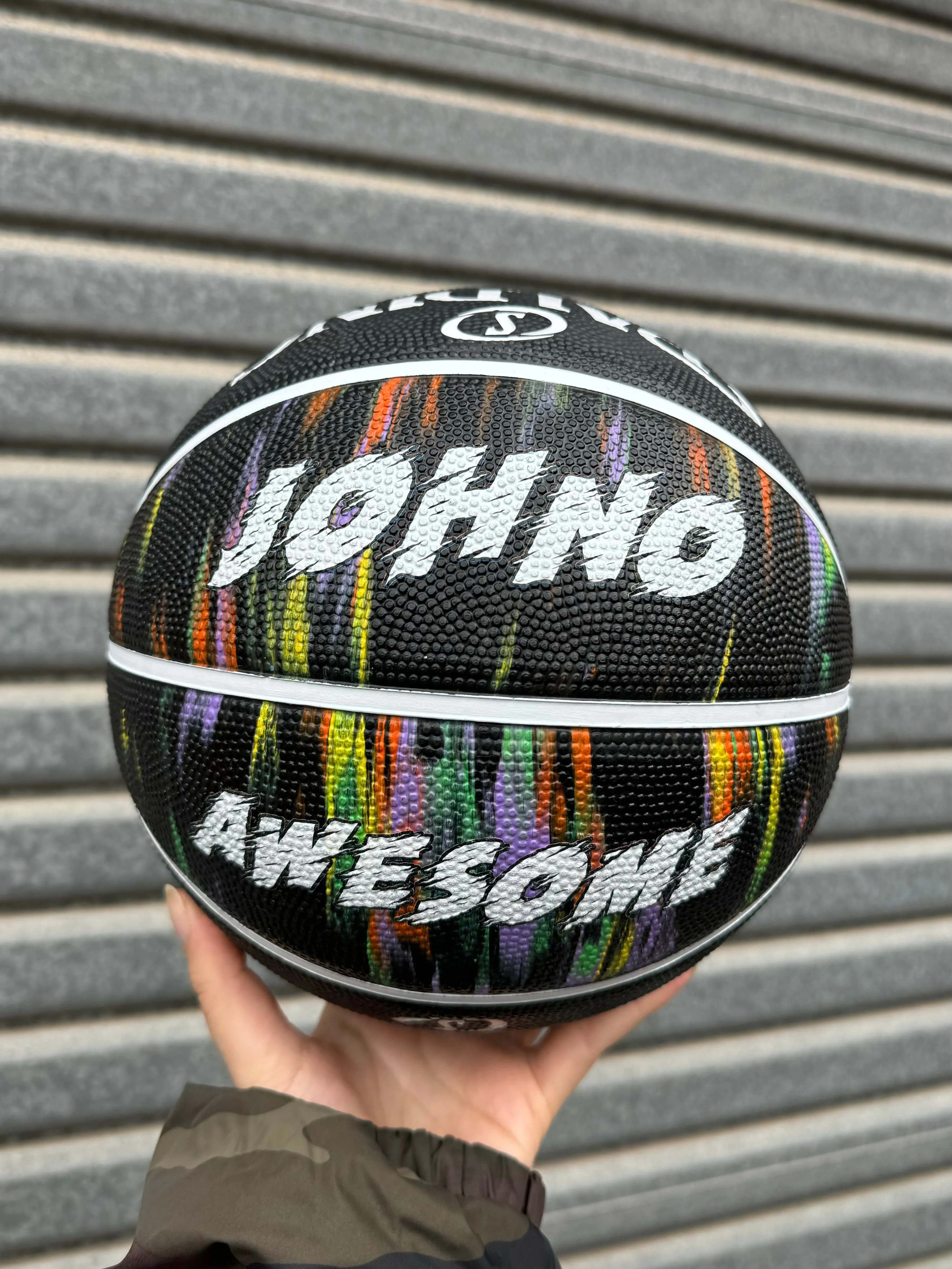 Personalised Spalding Black Marble Basketball (Size 5, 6, 7)