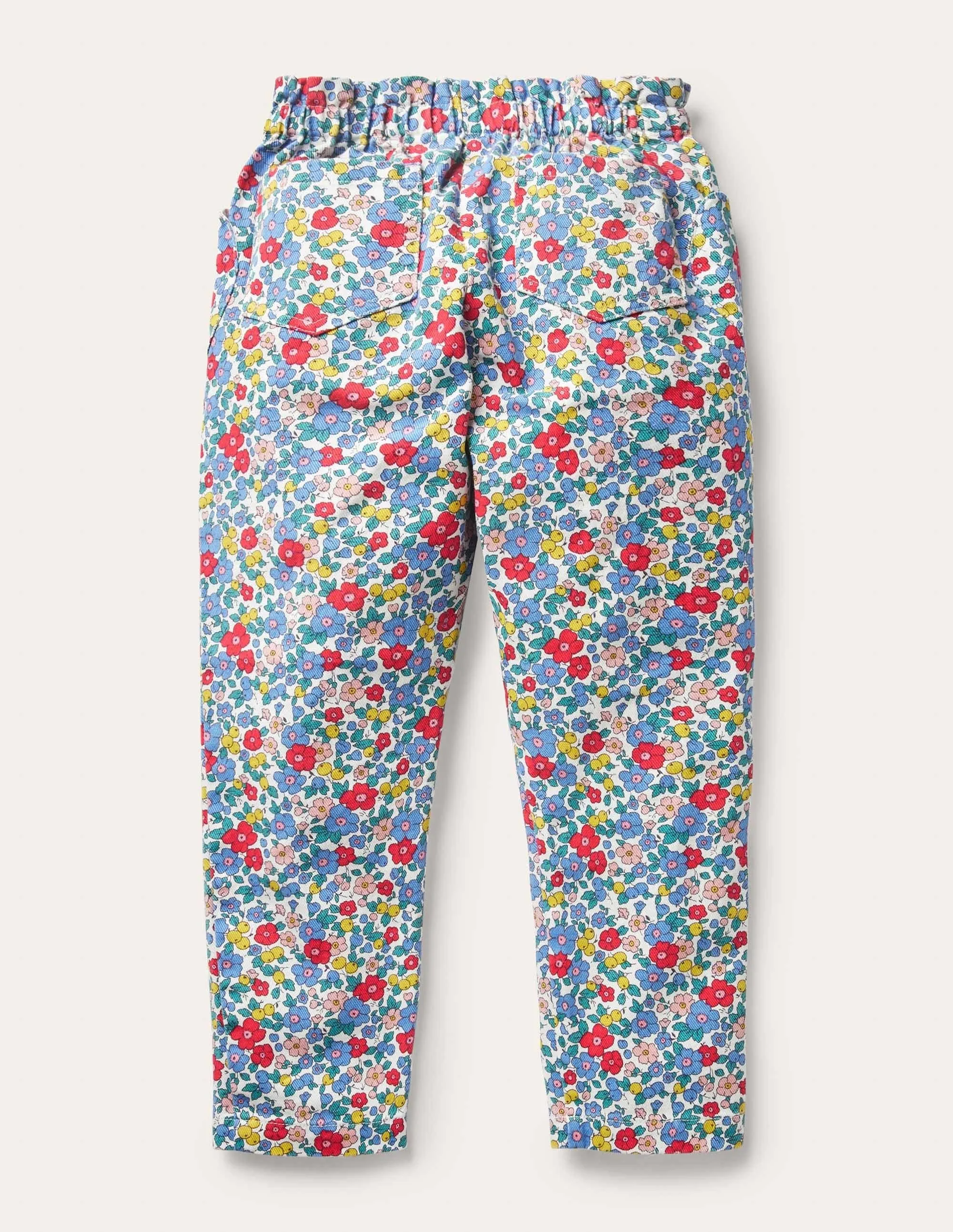 Pull-on Trousers-Multi Apple Blossom Floral