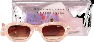 QUAY Pink Anything Goes Marble Slim Retro Sunglasses In Case One Size